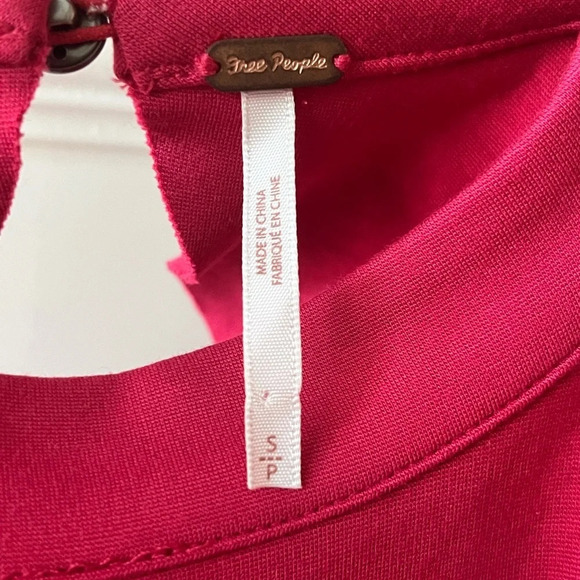 Free People Sweet Talk Off Shoulder Mini Dress Bell Sleeve Raspberry Size Small - Picture 5 of 11